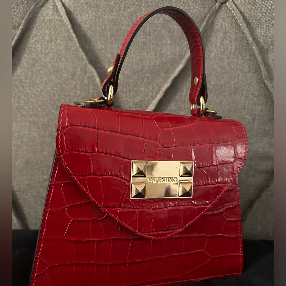 Valentino By Mario Valentino Jane Croc-Embossed Leather Satchel